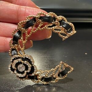 Gold and Black C Brooch